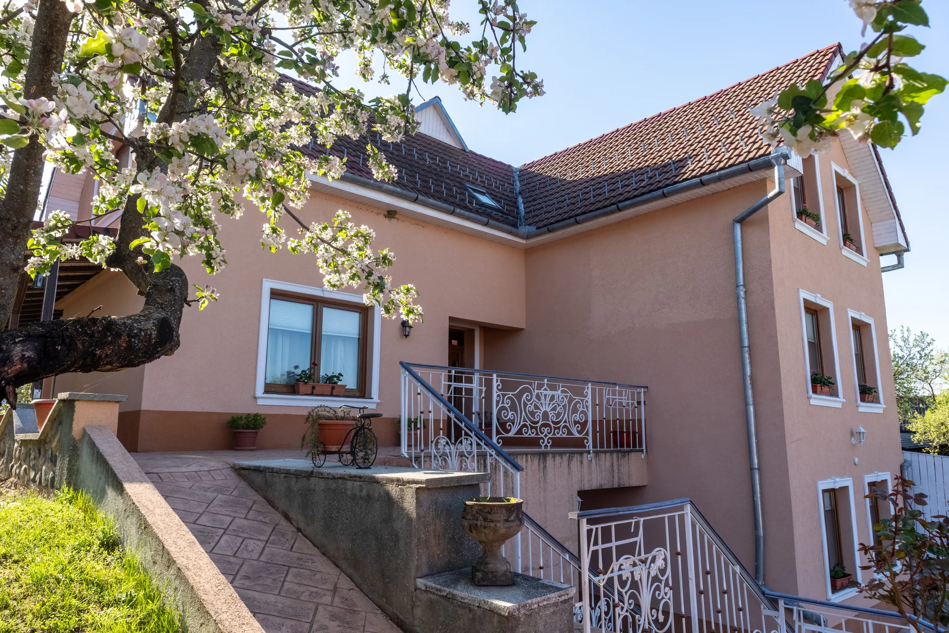 Vila Crisalia - exterior cu flori de primăvară